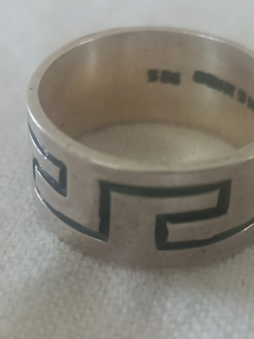 Sterling Silver Greek Key Men's Band - Silver